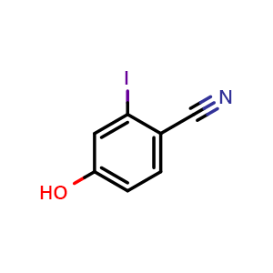 Chemical structure of 4-Hydroxy-2-iodobenzonitrile , CAS 1243386-89-1, AChemBlock Y235930
