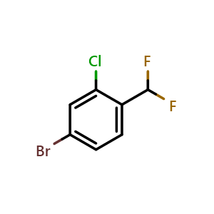 Chemical structure of 4-Bromo-2-chloro-1-(difluoromethyl)benzene , CAS 1254034-23-5, AChemBlock Y235932