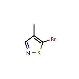Chemical structure of 5-Bromo-4-methyl-1,2-thiazole , CAS 503427-04-1, AChemBlock Y235943