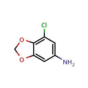 Chemical structure of 7-Chloro-1,3-benzodioxol-5-amine , CAS 2219368-43-9, AChemBlock Y235947
