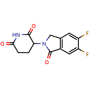 Chemical structure of 3-(5,6-Difluoro-1-oxoisoindolin-2-yl)piperidine-2,6-dione , CAS 2438241-40-6, AChemBlock Y235961