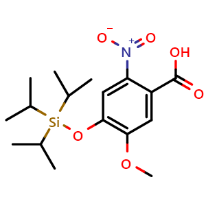 Chemical structure of 5-Methoxy-2-nitro-4-((triisopropylsilyl)oxy)benzoic acid , CAS 1430738-03-6, AChemBlock Y235962