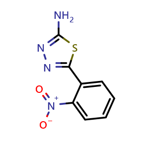 Chemical structure of 5-(2-Nitrophenyl)-1,3,4-thiadiazol-2-amine , CAS 832-79-1, AChemBlock Y235974