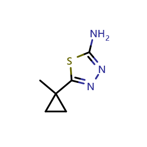 Chemical structure of 5-(1-Methylcyclopropyl)-1,3,4-thiadiazol-2-amine , CAS 908269-41-0, AChemBlock Y235975