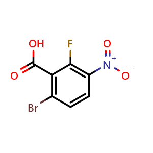 Chemical structure of 6-Bromo-2-fluoro-3-nitrobenzoic acid , CAS 1036388-83-6, AChemBlock Y235997