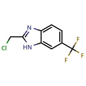 Chemical structure of 2-(Chloromethyl)-6-(trifluoromethyl)-1H-benzo[d]imidazole , CAS 107430-29-5, AChemBlock Y235998