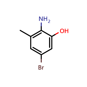 Chemical structure of 2-Amino-5-bromo-3-methylphenol , CAS 1194760-84-3, AChemBlock Y235999