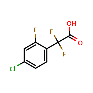 Chemical structure of 2-(4-Chloro-2-fluorophenyl)-2,2-difluoroacetic acid , CAS 1523486-08-9, AChemBlock Y236004