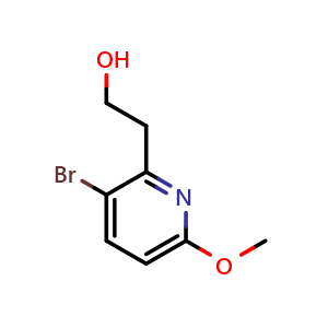 Chemical structure of 2-(3-Bromo-6-methoxypyridin-2-yl)ethan-1-ol , CAS 510748-41-1, AChemBlock Y236011