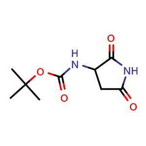 Chemical structure of tert-Butyl (2,5-dioxopyrrolidin-3-yl)carbamate , CAS 1822518-66-0, AChemBlock Y236018