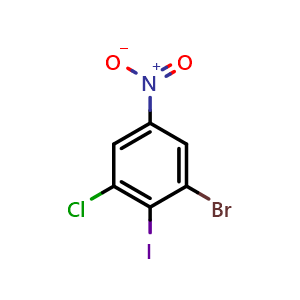 Chemical structure of 1-Bromo-3-chloro-2-iodo-5-nitrobenzene , CAS 861529-32-0, AChemBlock Y236022
