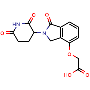 Chemical structure of 2-((2-(2,6-Dioxopiperidin-3-yl)-1-oxoisoindolin-4-yl)oxy)acetic acid , CAS 2229976-16-1, AChemBlock Y236029