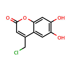 Chemical structure of 4-(Chloromethyl)-6,7-dihydroxy-2H-1-benzopyran-2-one , CAS 85029-91-0, AChemBlock Y236049