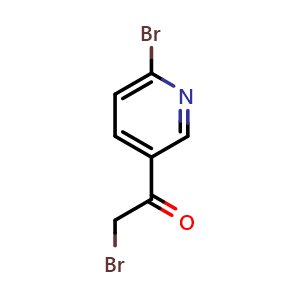 Chemical structure of 2-Bromo-1-(6-bromopyridin-3-yl)ethan-1-one , CAS 136592-20-6, AChemBlock Y236050