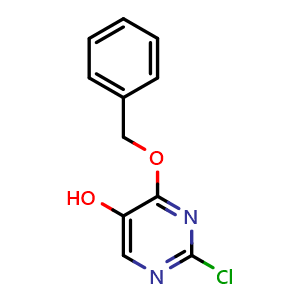 Chemical structure of 4-(Benzyloxy)-2-chloropyrimidin-5-ol , CAS 885952-28-3, AChemBlock Y236064