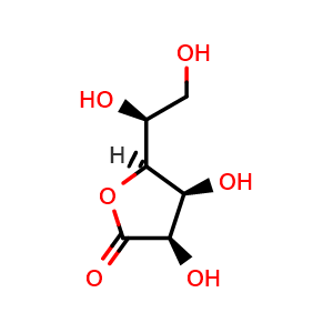Chemical structure of (3R,4S,5S)-5-((S)-1,2-dihydroxyethyl)-3,4-dihydroxydihydrofuran-2(3H)-one , CAS 22430-23-5, AChemBlock Y236066