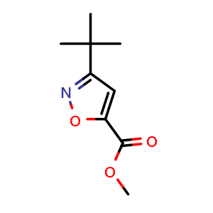 Chemical structure of Methyl 3-tert-butylisoxazole-5-carboxylate , CAS 133674-39-2, AChemBlock Y236076