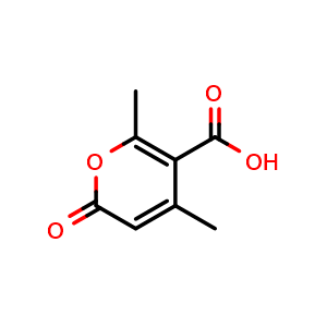 Chemical structure of 4,6-Dimethyl-2-oxo-2H-pyran-5-carboxylic acid , CAS 480-65-9, AChemBlock Y236089