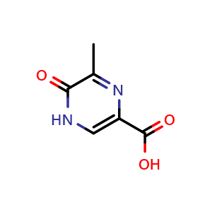 Chemical structure of 6-Methyl-5-oxo-4,5-dihydropyrazine-2-carboxylic acid , CAS 77168-83-3, AChemBlock Y236101