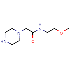 Chemical structure of N-(2-Methoxyethyl)-2-piperazin-1-ylacetamide , CAS 871217-34-4, AChemBlock Y236105
