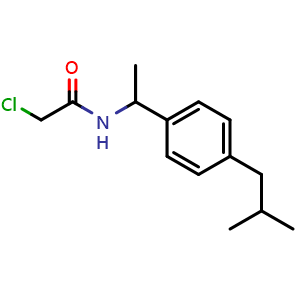 Chemical structure of 2-Chloro-N-{1-[4-(2-methylpropyl)phenyl]ethyl}acetamide , CAS 790270-88-1, AChemBlock Y236115