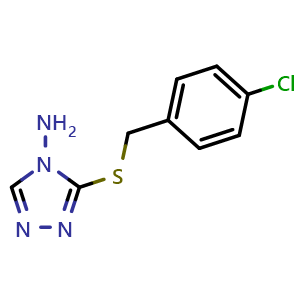 Chemical structure of 3-{[(4-Chlorophenyl)methyl]sulfanyl}-4h-1,2,4-triazol-4-amine , CAS 522626-00-2, AChemBlock Y236118
