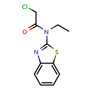 Chemical structure of N-(1,3-Benzothiazol-2-yl)-2-chloro-N-ethylacetamide , CAS 852399-70-3, AChemBlock Y236123