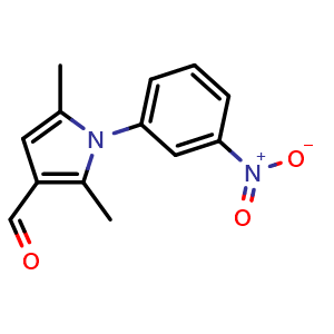 Chemical structure of 2,5-Dimethyl-1-(3-nitrophenyl)-1h-pyrrole-3-carbaldehyde , CAS 423753-42-8, AChemBlock Y236127