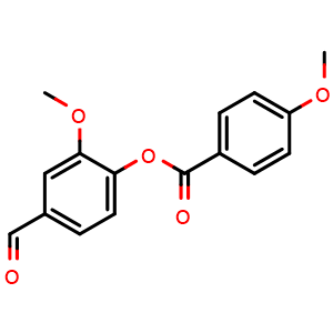Chemical structure of 4-Formyl-2-methoxyphenyl 4-methoxybenzoate , CAS 5420-38-2, AChemBlock Y236130