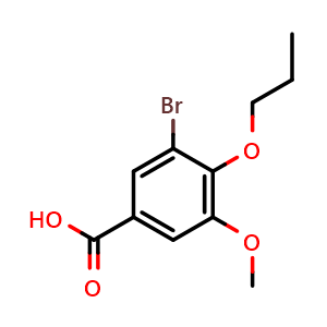 Chemical structure of 3-Bromo-5-methoxy-4-propoxybenzoic acid , CAS 554407-81-7, AChemBlock Y236145