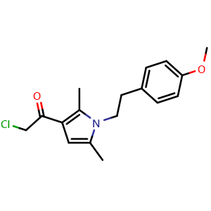 Chemical structure of 2-Chloro-1-(1-(4-methoxyphenethyl)-2,5-dimethyl-1H-pyrrol-3-yl)ethan-1-one , CAS 554442-53-4, AChemBlock Y236149