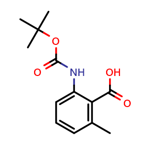 Chemical structure of 2-((tert-Butoxycarbonyl)amino)-6-methylbenzoic acid , CAS 269391-47-1, AChemBlock Y236167