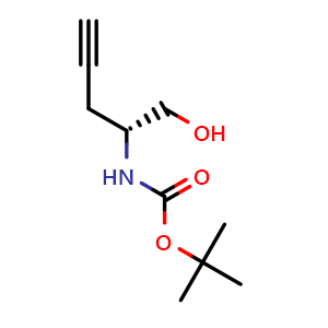 Chemical structure of (R)-tert-Butyl (1-hydroxypent-4-yn-2-yl)carbamate , CAS 1217637-01-8, AChemBlock Y236182