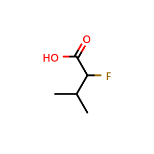 Chemical structure of 2-Fluoro-3-methylbutanoic acid , CAS 1578-62-7, AChemBlock Y236191