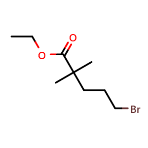 Chemical structure of Ethyl 5-bromo-2,2-dimethylpentanoate , CAS 77858-42-5, AChemBlock Y236202
