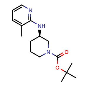 Chemical structure of tert-Butyl (3R)-3-[(3-methylpyridin-2-yl)amino]piperidine-1-carboxylate , CAS 1632251-02-5, AChemBlock Y236203