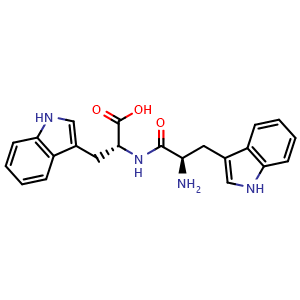 Chemical structure of (R)-2-((R)-2-Amino-3-(1H-indol-3-yl)propanamido)-3-(1H-indol-3-yl)propanoic acid , CAS 58607-72-0, AChemBlock Y236210