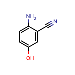 Chemical structure of 2-Amino-5-hydroxybenzonitrile , CAS 116423-58-6, AChemBlock Y236222