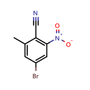 Chemical structure of 4-Bromo-2-methyl-6-nitrobenzonitrile , CAS 1807186-81-7, AChemBlock Y236229
