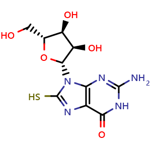 Chemical structure of 8-Mercaptoguanosine , CAS 26001-38-7, AChemBlock Y236249