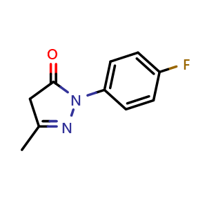 Chemical structure of 1-(4-Fluorophenyl)-3-methyl-4,5-dihydro-1H-pyrazol-5-one , CAS 100553-83-1, AChemBlock Y236264