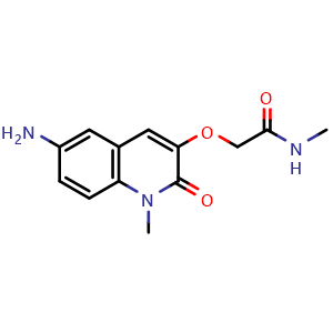 Chemical structure of 2-((6-Amino-1-methyl-2-oxo-1,2-dihydroquinolin-3-yl)oxy)-N-methylacetamide , CAS 2216750-84-2, AChemBlock Y236274
