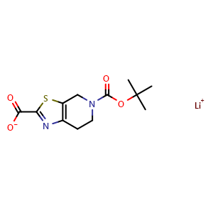 Chemical structure of Lithium 5-(tert-butoxycarbonyl)-4,5,6,7-tetrahydrothiazolo[5,4-c]pyridine-2-carboxylate , CAS 365996-70-9, AChemBlock Y236299