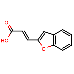 Chemical structure of (2E)-3-(1-Benzofuran-2-yl)prop-2-enoic acid , CAS 132376-67-1, AChemBlock Y236310