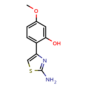 Chemical structure of 2-(2-Amino-1,3-thiazol-4-yl)-5-methoxyphenol , CAS 199602-28-3, AChemBlock Y236317