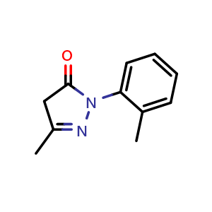 Chemical structure of 3-Methyl-1-(2-methylphenyl)-4,5-dihydro-1h-pyrazol-5-one , CAS 29211-55-0, AChemBlock Y236319