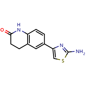 Chemical structure of 6-(2-Amino-1,3-thiazol-4-yl)-1,2,3,4-tetrahydroquinolin-2-one , CAS 105316-79-8, AChemBlock Y236321