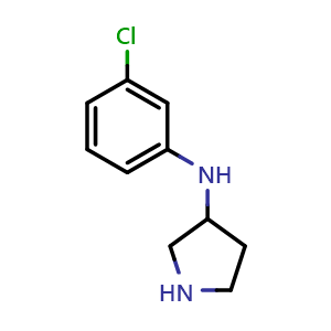 Chemical structure of N-(3-Chlorophenyl)pyrrolidin-3-amine , CAS 1378522-48-5, AChemBlock Y236339