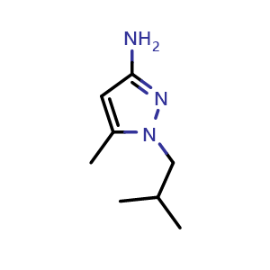 Chemical structure of 1-Isobutyl-5-methyl-1h-pyraZol-3-amine , CAS 1006470-61-6, AChemBlock Y236342