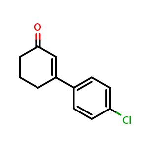Chemical structure of 3-(4-Chlorophenyl)cyclohex-2-en-1-one , CAS 91398-51-5, AChemBlock Y236345